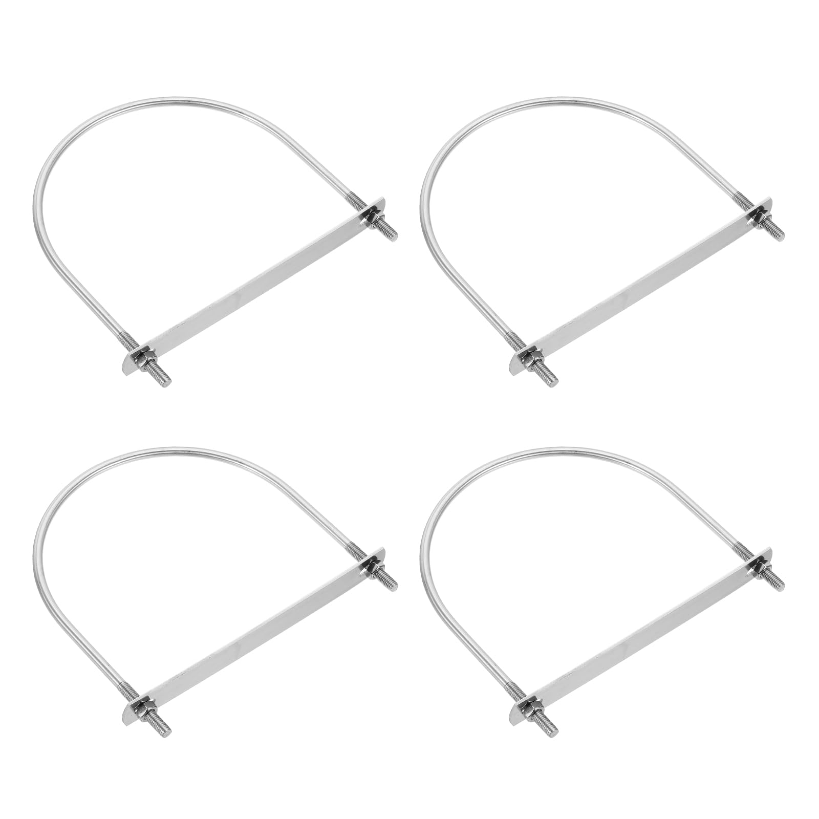 sourcing map M6 Round U-Bolts, 4 Sets 133mm(5.24") Inner Width 155mm(6.10") Length 201 Stainless Steel U-Clamp Bolt with Plates & Nuts for Automobile, Trailer, Boat Trail, Silver