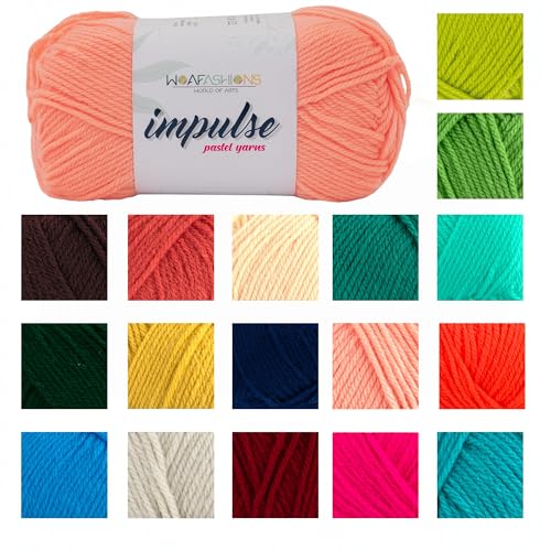 Image of WOAFashions Impulse Hand Knitting & Crochet Yarn, Premium Acrylic, 4 : Medium (Orange Coral) (4x100gms / 14.1oz)