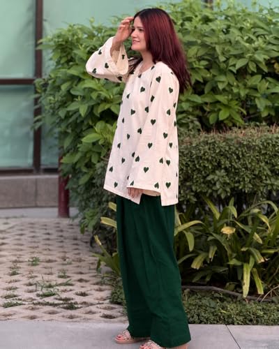 Image of ANNI Designer Farshi Salwar Suit for Women Viscose Embroidered | Co Ord Set for Woman | Straight Kurta Palazzo Outfit Round Neck V Slit Long Sleeve Ethnic Dress Womens Clothing