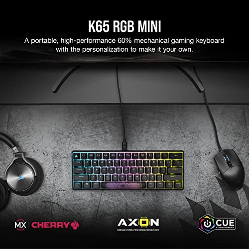 Teclado Mecânico Gamer Corsair K65 RGB MINI - MX SILENT, PRETO, US