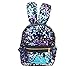 Gulilasa Sequin backpack Shoulder Bag For Women With Cute Rabbit Ears Backpack Sequins Shoulder Bag Travel Day pack (Purple Blue)