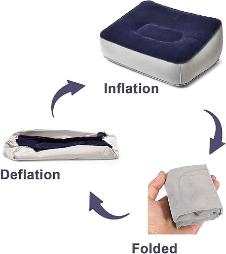 Miniatura 4 de Almohada inflable para reposapiés, cojín de reposapiés de aire para viajes, oficina y hogar, accesorio perfecto para avión y asiento de automóvil