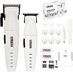 WMARK Conjunto de cortadores de cabelo profissionais para homens, cortadores e aparadores de barbeiro com indicador de capacidade de bateria LED com caixa de presente NG-8632KIT