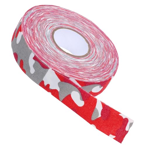 SOIMISS Cinta de Hockey sobre Hielo Antideslizante Roja Camuflaje 2 Rollos Flexibles y Resistentes al Desgaste Banda Adhesiva Transpirable para Envolver Raquetas y Proteger Mangos en