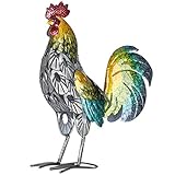 Metal Rooster Decor Garden Figurine Yard Art Statue Decor Outdoor Animal Sculpture for Patio