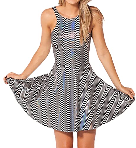 Image of Sister Amy Printed Elastic Sleeveless Shaping Breathable Camisole Skater Dress