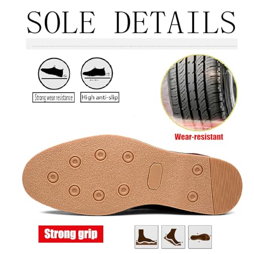 Men's Leather Casual Oxfords Hand Stitching Classic Lace Up Anti-Slip Platform Business Dress Shoes for Wedding Office Driving Walking Shoes4