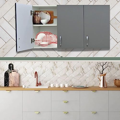 Image of SPECIALITY PANELS Door Multipurpose Storage Cabinet & Adjustable Shelf | Space Organizer | Termites Resistance | Wall Mounted for Office, Kitchen Finish (Grey & Highland Pine, Door 3)