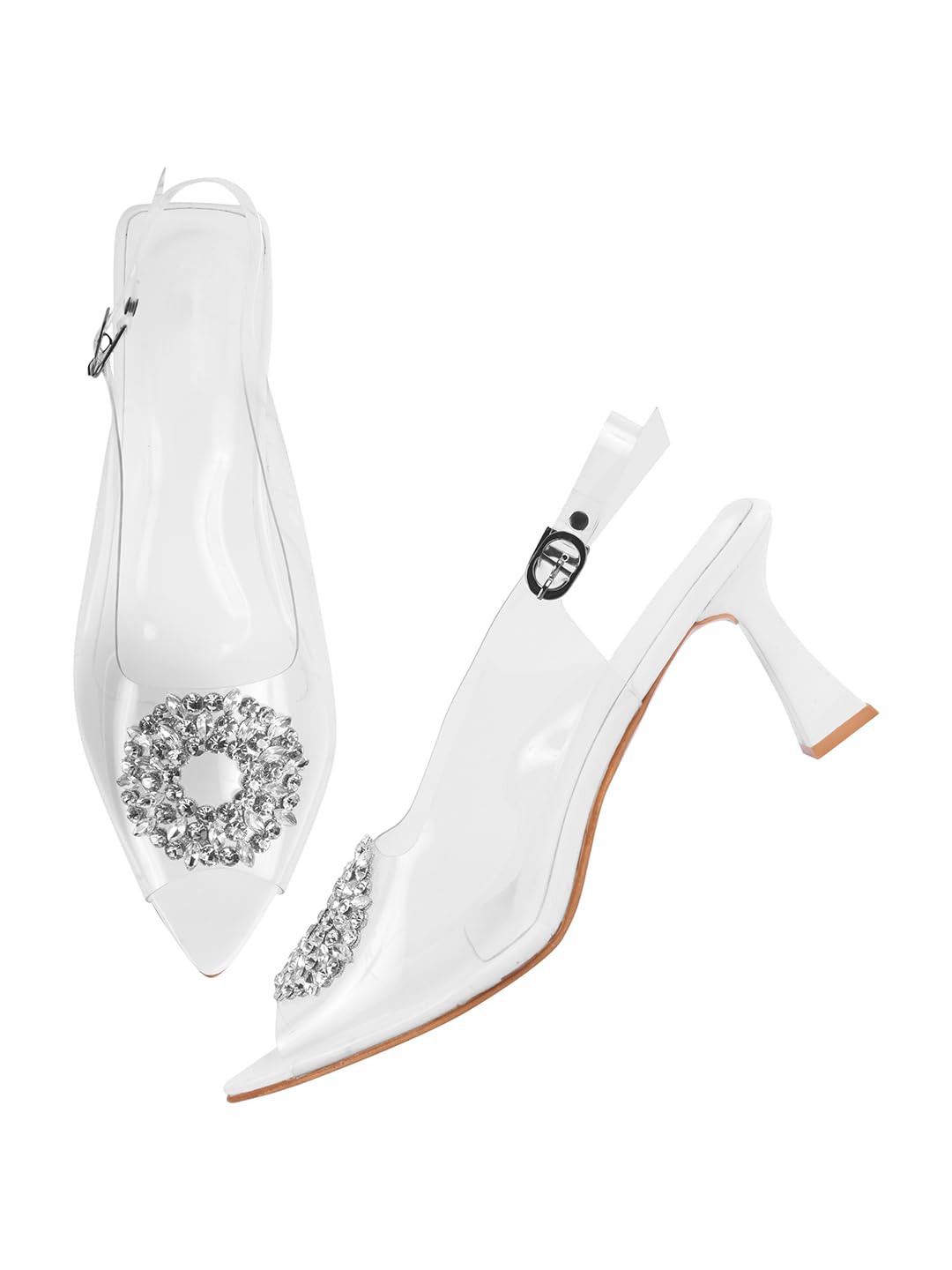 TRYME Fancy Embellished Transparent Gorgeous Spool Heel Sandal Comfortable Heel Stiletto Heel Pump Shoes for Women & Girls (B0D1N3BX7W) Amazon Price History, Amazon Price Tracker