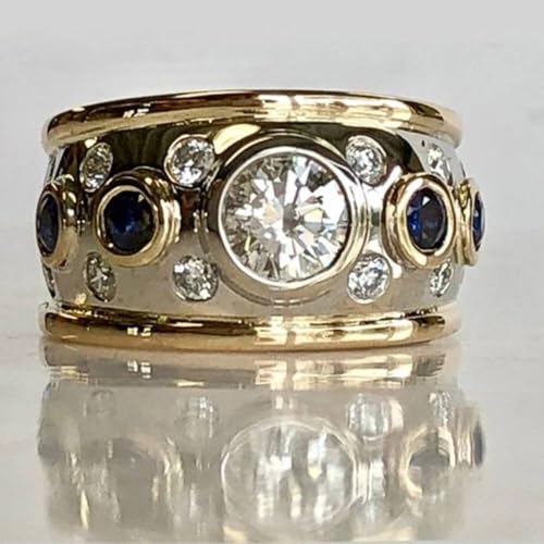 Fashion Gold Color Round Cubic Zirconia Ring for Women Modern Engagement Jewelry