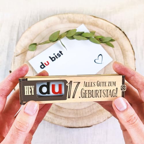 17 Geburtstag - Schokoriegel Geschenkbox inkl. Duplo - 17. Geburtstag Junge, tolle Geschenkideen für Siebzehnjährige, süßes Mädchen Geschenk, coole Party Deko, ideales Präsent zum Siebzehnten!