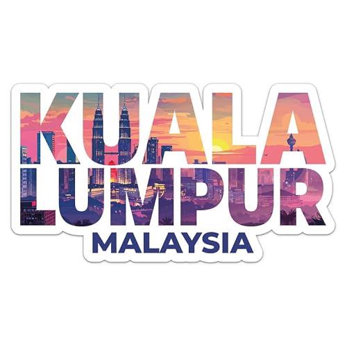 Malaysia Kuala Lumpur City Sticker - Waterproof Vinyl Decal for Car Bumper, Laptop, Water Bottle, Wall, and Window, Size - 5'' Longer Side