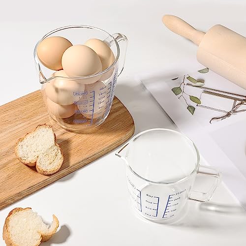 Vucchini Borosilicate Glass Measuring Cups Set - Precise Pouring Kitchen Gadgets - Clear Easy To Read Durable Microwave Safe 16 Oz/8 Oz #TOP4