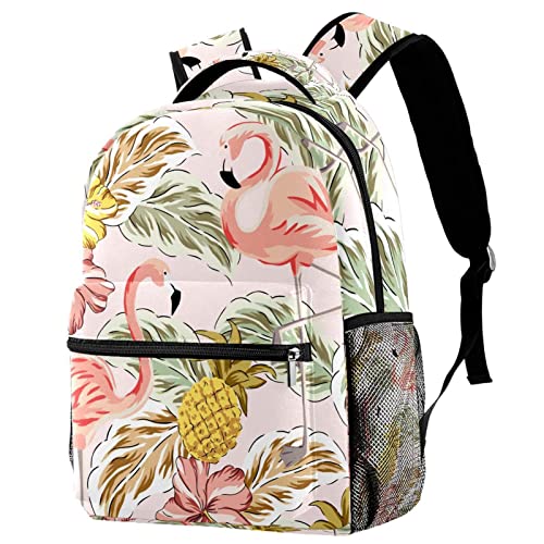Sac à dos voyage imprimé ananas flamant rose ergonomique pour éviter le mal de dos