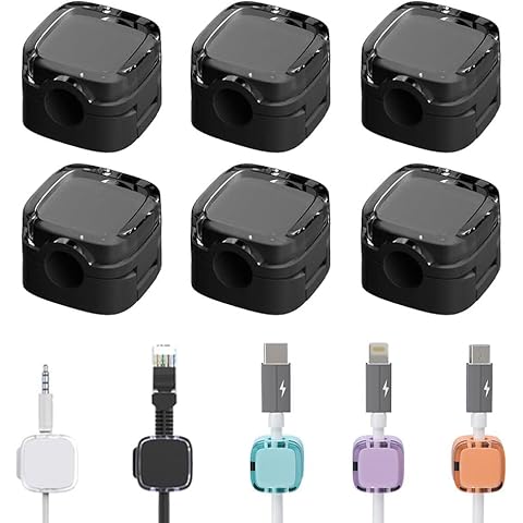 6 Pack Magnetic Cable Management Clips, 2024 New Magnetic Cord Organizer Cable Management Clips, Desks Phone USB Charging Cable Storage Holder, Cable Clips Organizer for Office Desk Car Wall (Black) Cover