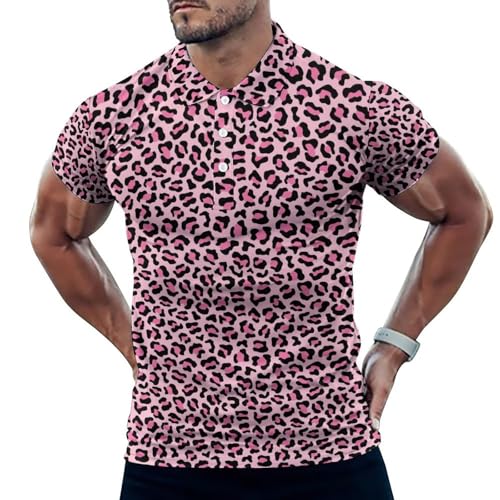 Polo de golf anti-humidité coupe dry rose léopard pour homme
