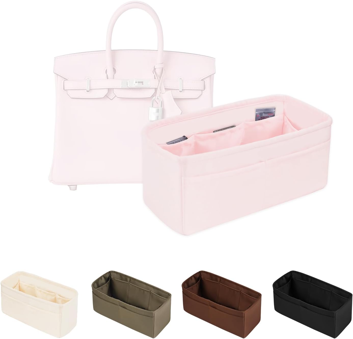 Purse Organizer Insert for Birkin 25/30/35/40, Satin Bag Insert Compatible with Hermes, Lightweight and Soft Touch Inner Bag for Women Luxury Handbags, Multicolor Options(Pink, BK25 Sellier) Purse Organizer Insert for Birkin 25/30/35/40, Satin Bag Insert Compatible with Hermes, Lightweight and Soft Touch Inner Bag for Women Luxury Handbags, Multicolor Options(Pink, BK25 Sellier)