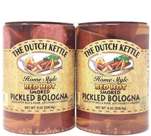 2 Pack of Dutch Kettle Pickled Meats (12oz, Red Hot Smoked Pickled Bologna)