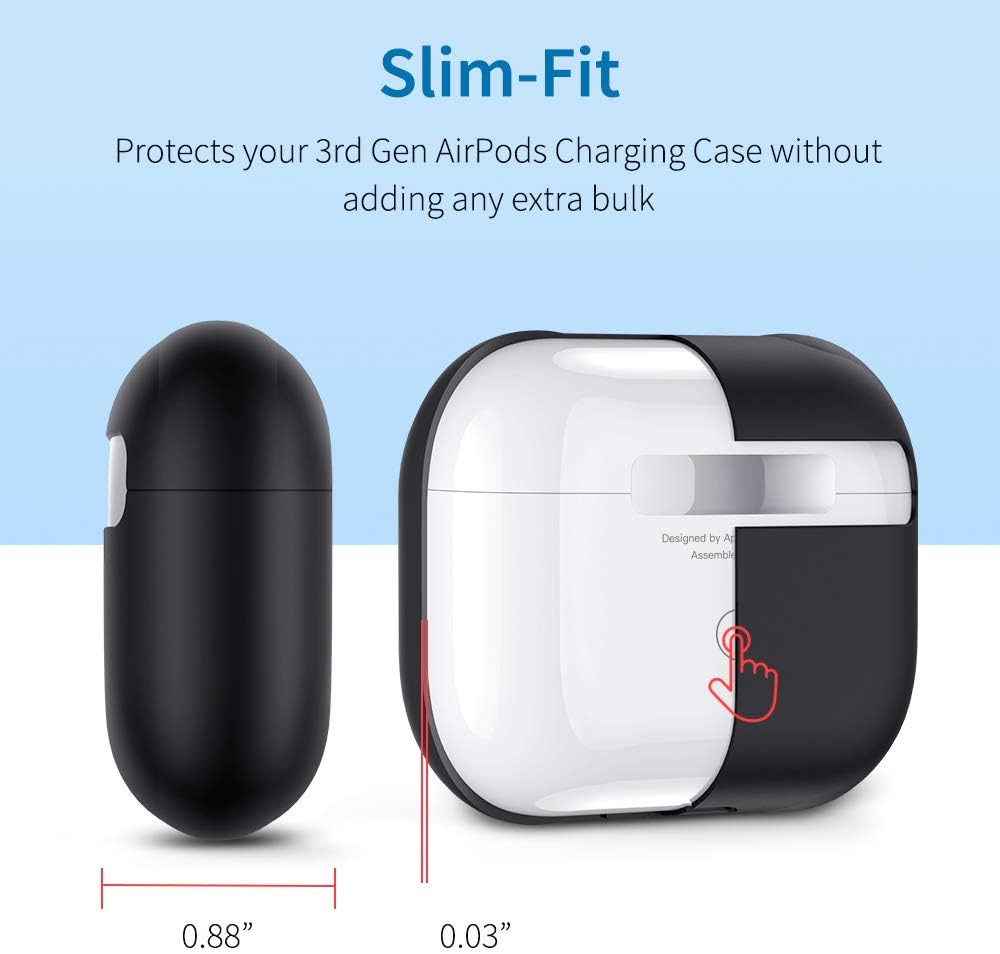 ESR Protective Silicone Cover for AirPods Pro Case, Hingeless, Slim-Fit, Visible Front LED, Shock & Scratch-Resistant Ultra-Thin Case Skin for AirPods Pro Charging Case,Black
