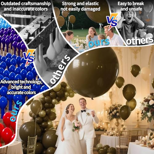 Image of Brown Balloons 9pcs 36 Inch Extra Large Big Jumbo Giant Dark Brown Boho Neutral Coffee Latex Helium Balloons for Wedding Baby Shower Gender Reveal Birthday Party Decorations