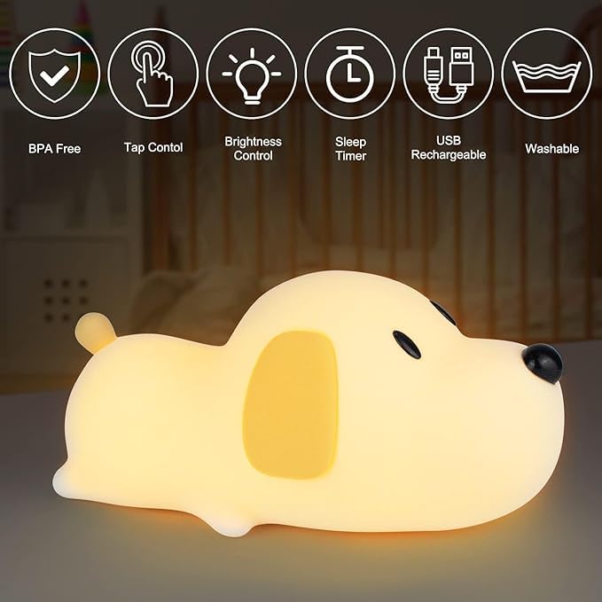 Image of LED Night Lights Touch Sensor, USB Rechargeable, 7-Color Changing Lamp for Kids' Room & Baby Gift | Night Light | (Dog-LAMP)