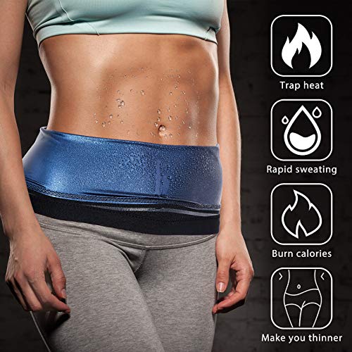 Geyoga 3 Pieces Sweat Waist Trimmer Sauna Shaper Waist Trainer Sweat Band For Women (Blue Inner,M Size) #TOP4