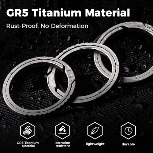 Image of FEGVE Small Titanium Key Chain Rings, Side Push Keychain Ring, Rustproof | Side Push Easy Open, Gr5 titanium alloy, Ultra-light, Corrosion-proof, Anti-deform, for House Car Work Keys