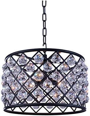 Elegant Lighting Madison Collection 1206D20MB /RC 6-Light Pendant Lamp with Royal Cut Crystals, Mocha Brown Finish