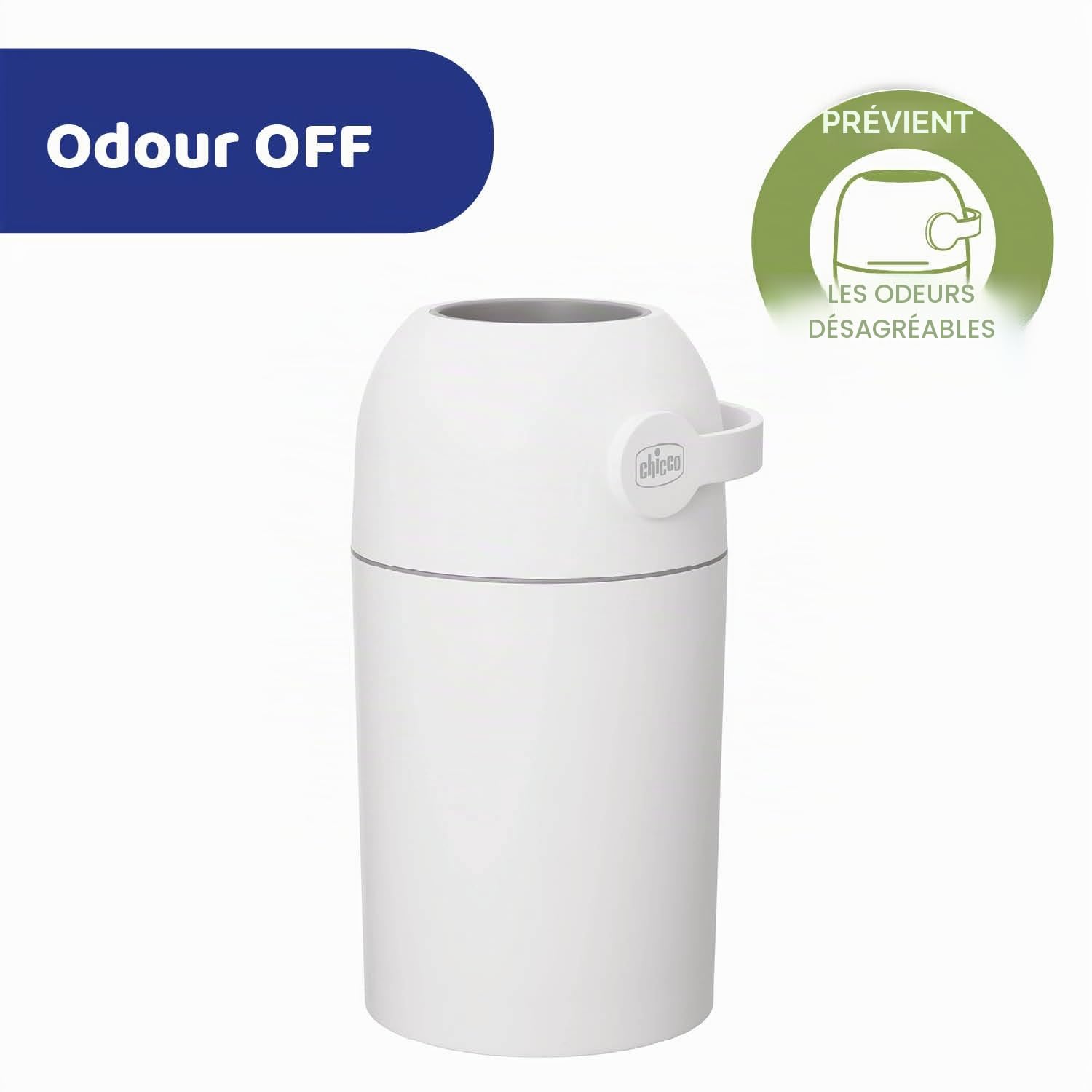 Chicco Poubelle à Couches Compacte, Contrôle des Odeurs, Utilisation de Sacs Normaux, Blanc