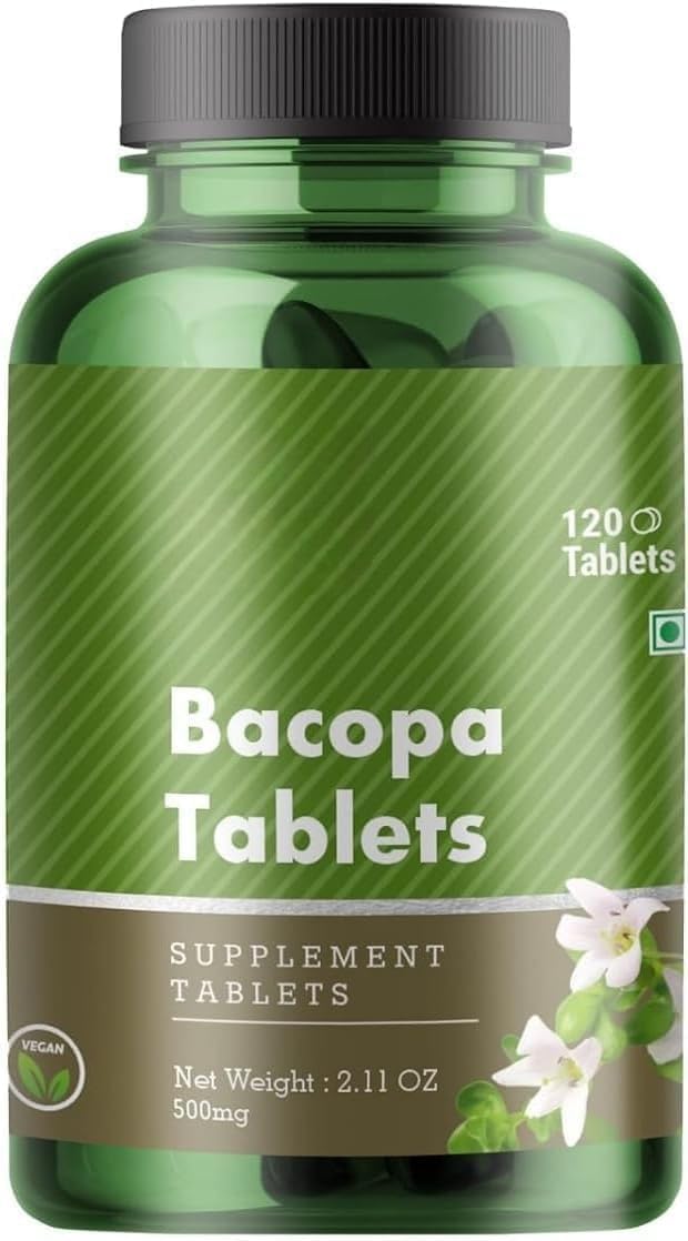 Bacopa Tablets 120 Tablets of 500 mg | Bacopa monnieri | Brahmi Herb| Pack of 1