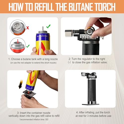 Ravs Butane Torch Lighter, Dual Flame Mode Kitchen Torch Cooking Torches thumb #2