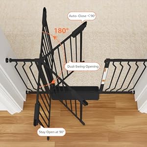 Mom's Choice-GROWNSY Baby Gate for Stairs, 29.5"-48.4" Pressure Mounted Baby Gate for Top of Stair&Doorway with Y-Spindle Rods, Anti-Trip Pedal, Wide Stairs Dog Gate Easy Install w/Red Reminder,Black Mom’s Choice-GROWNSY Baby Gate for Stairs, 29.5″-48.4″ Pressure Mounted Baby Gate for Top of Stair&Doorway with Y-Spindle Rods, Anti-Trip Pedal, Wide Stairs Dog Gate Easy Install w/Red Reminder,Black