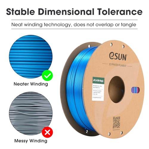 Image of eSUN Silk Magic PLA Filament 1.75mm, Shiny Silk Dual Color Co Extrusion 3D Printer Filament, 1KG (2.2 LBS) Spool 3D Printing Color Change Filament for 3D Printers, Rose Red Blue