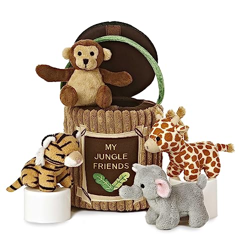 Image of Aurora® Engaging Baby Talk™ My Jungle Friends™ Baby Stuffed Animal - A Fun Playset for Sensory Engagement and Play - for Babies and New Parents - Multicolor 8 Inches