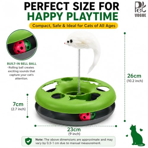 Image of PetVogue Cat Slow Feeder Interactive Puzzle Toy with Feather Teaser & Rolling Ball Mental Stimulation, Slow Eating Training, IQ Enrichment Toy for Indoor Cats & Kittens