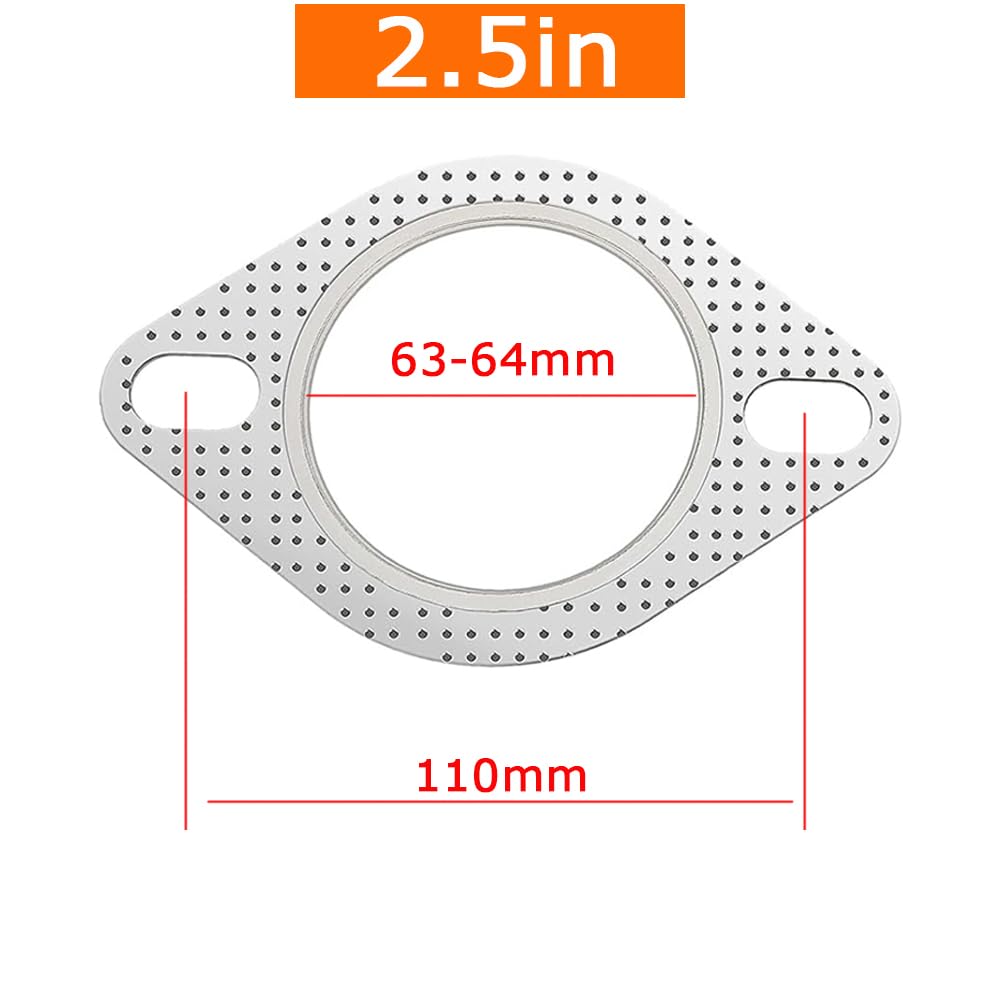 2 pezzi Guarnizione di Scarico, Guarnizioni di Scarico Delle Automobili,Guarnizioni Scarico Per Tubo Collettore Flangia Guarnizi (2.5in Inner Diameter,63-64mm/110mm)