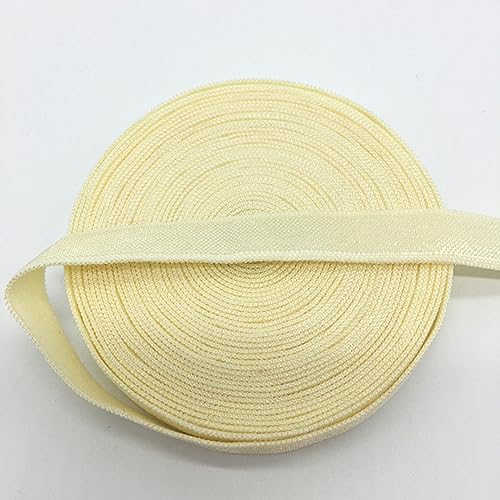 Cinta elástica de 5 yardas de 3/8 'y 10mm, cinta elástica multiusos para doblar sobre elásticos, banda de satén de licra, costura de encaje DIY, color crema