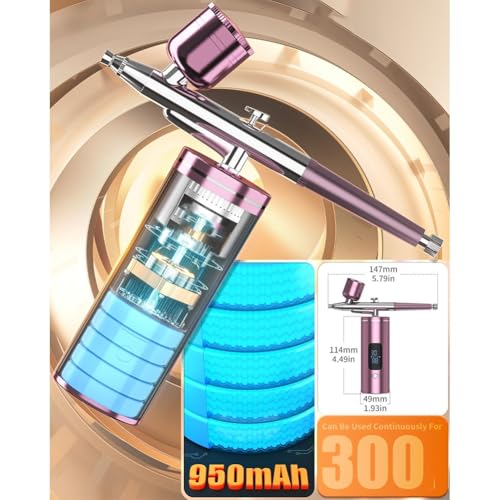 Kit de aerografía inalámbrico con compresor para decoración de uñas y repostería 8