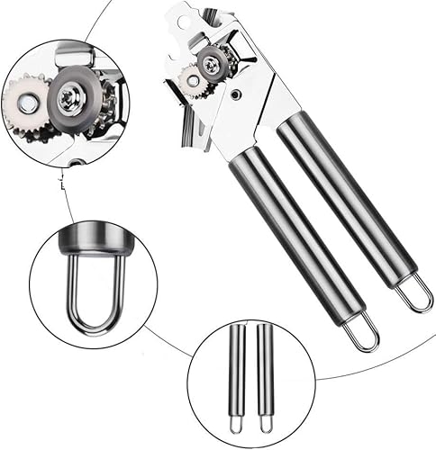 Miniatura 4 de Abrelatas manual Abrebotellas de acero inoxidable multifuncional Herramienta de cocina manual 7.8 pulgadas Plata Blanco