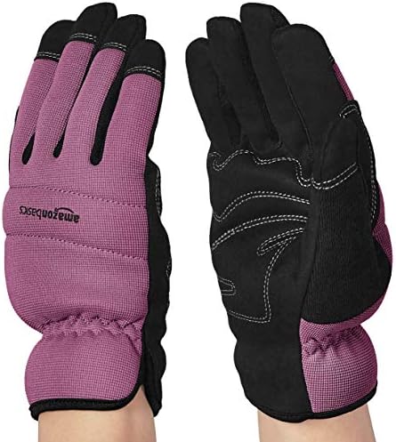 Amazon Basics Women's Work or Garden Gloves, Purple, L