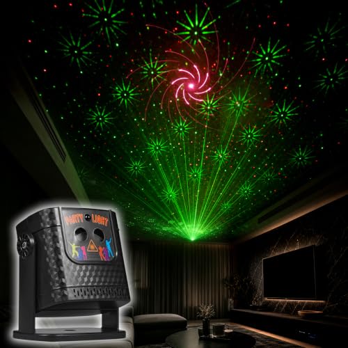 Laser Party Light Indoor, Sound-Activated DJ Lamp with 90 Moving Patterns
