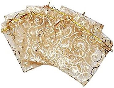 YYaaloa 100PCS Mini Sheer Organza Bags, Drawstring Chic Gift Beauty Bags, Wedding Favor Bags Candy Jewelry Gift Bags (Gold, 4 x 4.72 Inches) - Image 5