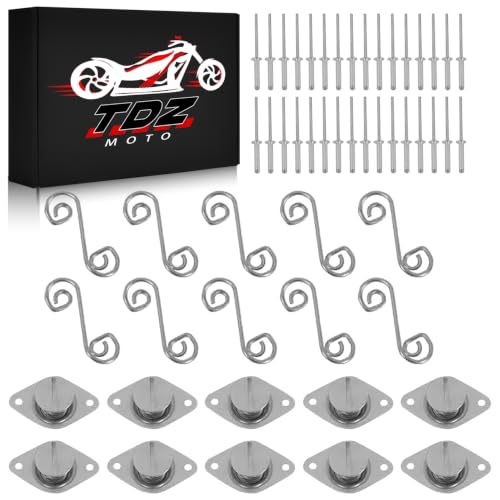 10Pc Self Ejecting Dzus Fasteners Button 5/16 (Button Length: .400) for ATV UTV Quarter Turn Fastener Spring Loaded with Springs and Plates for Fastening Sheet Metal and Door Panel