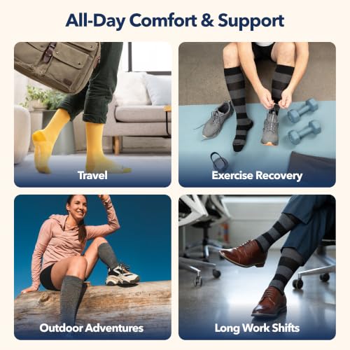 Image of Wellow Knee High Compression Socks for Men & Women, 18-25 mmHg, Bamboo Viscose, Swelling Relief