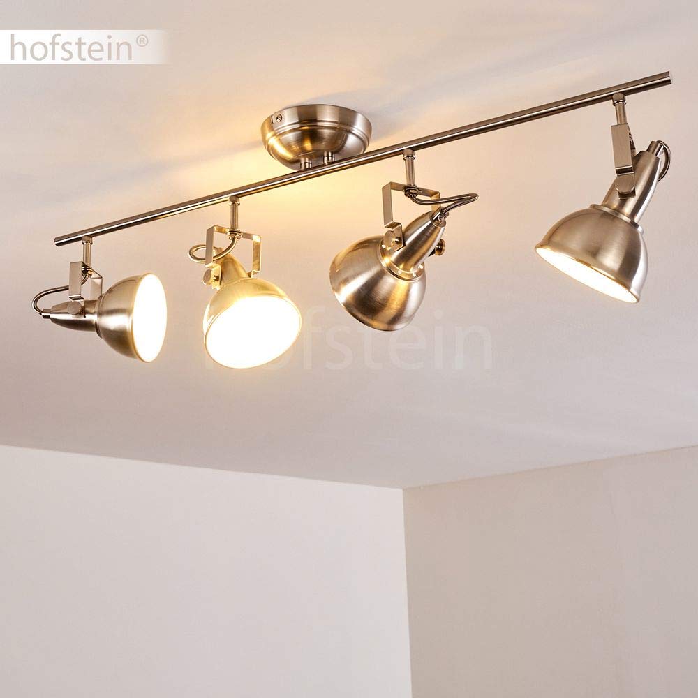 Deckenleuchte Tina – 2-flammiger Spot Im Retro-Design | Verstellbare Strahler | Metall In Nickel-matt/weiß | Ohne Leuchtmittel