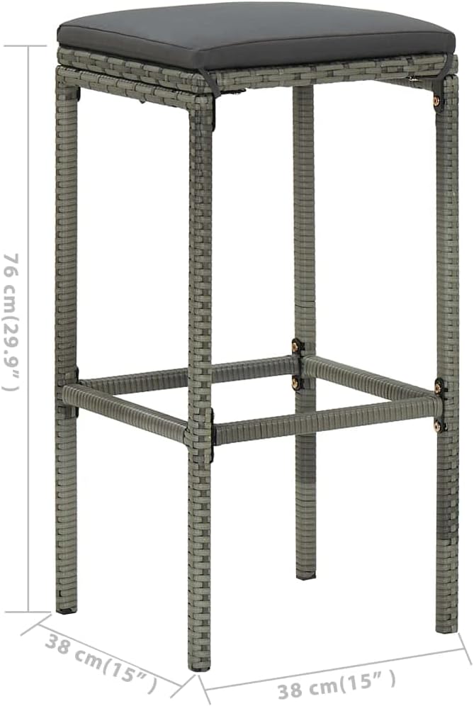 vidaXL Patio Bar Set 5 Piece, Outdoor Bar Table and Stools with Wood Tabletop, Patio Furniture Set with Cushions, Dining Set for Garden, Farmhouse, Gray