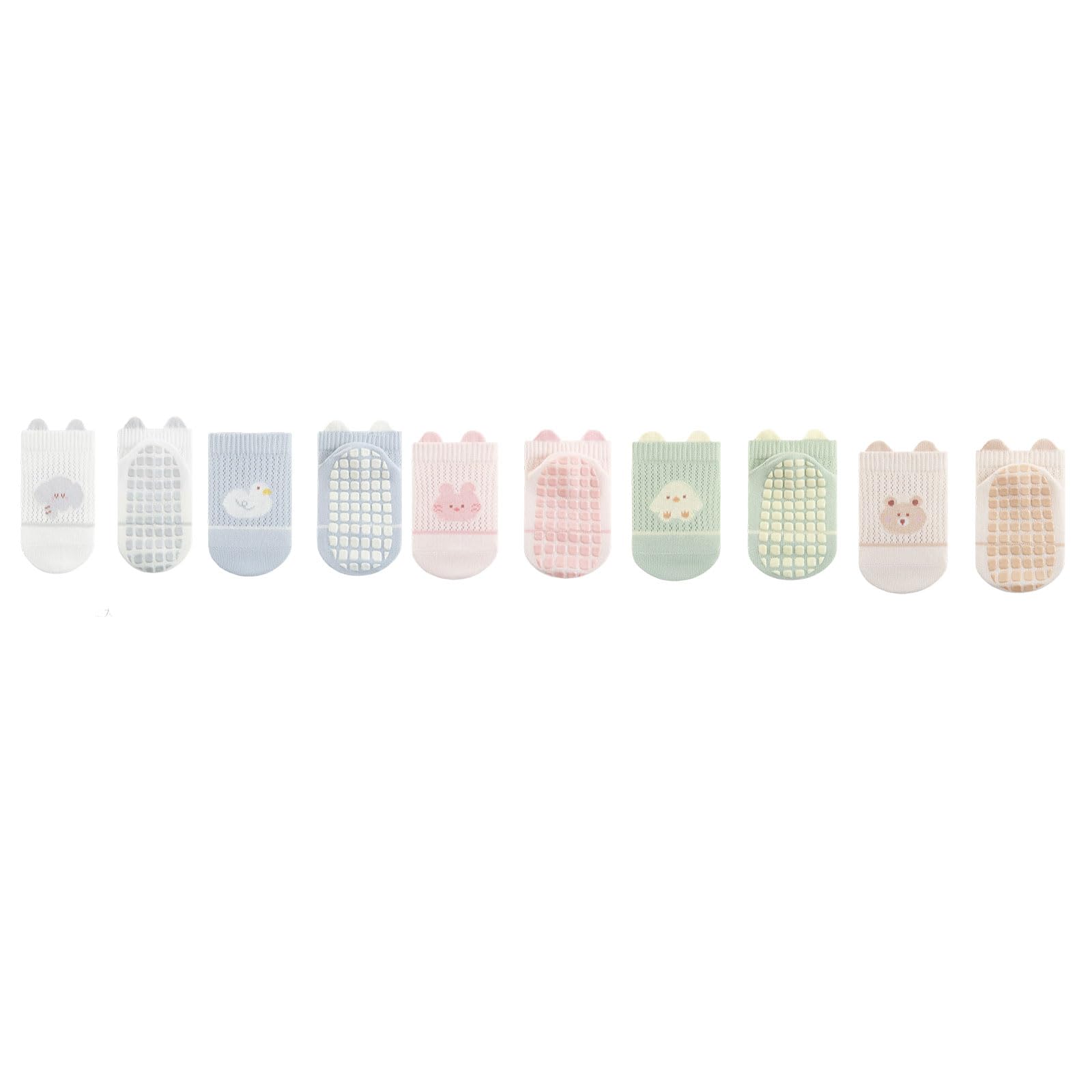 EXQIOUR 5 Pairs Baby Ankle Socks Breathable High Elastic Grip Toddler Cotton Socks with Anti Skid Soles for Infant