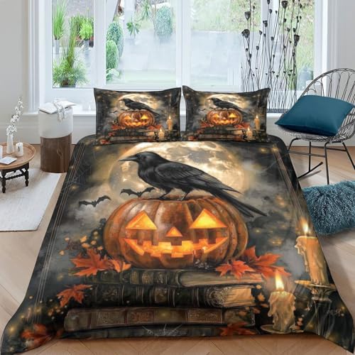 Parure de lit citrouille Halloween impression 3D microfibre de luxe - 4