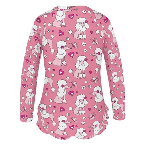 susiyo Pink Poodle Cute Dog Girls Long Sleeve One Piece Swimsuits Rash Guard Bathing Suit UPF 50+ Zipper Girl Swimwear3