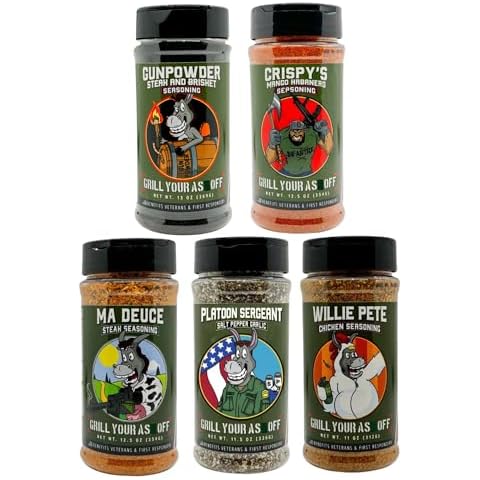 Ultimate BBQ Flavor Bundle by Grill Your As Off - Featuring 5 Signature Seasonings for Beef, Steak, Burgers, Pork & Chicken - Gluten-Free, MSG-Free, USA Made, Veteran Owned Cover